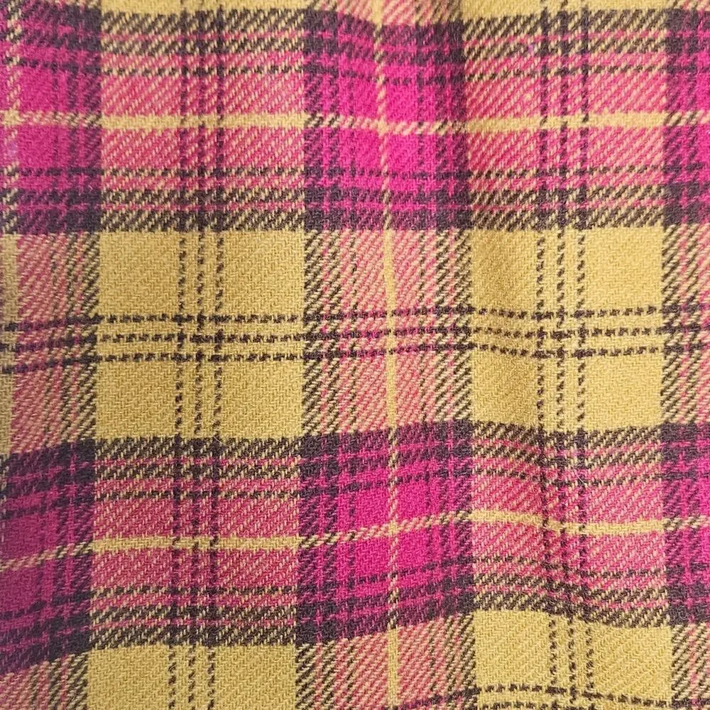 VTG 60s Jantzen Pink & Yellow Plaid Wool Skirt